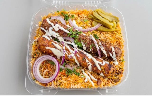 Kofta Kebab Over Rice.