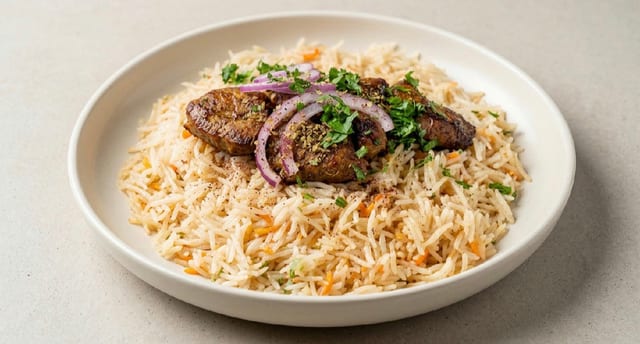 Lamb Kebab Over Rice.