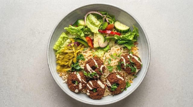 Falafel Vegan Over Rice.