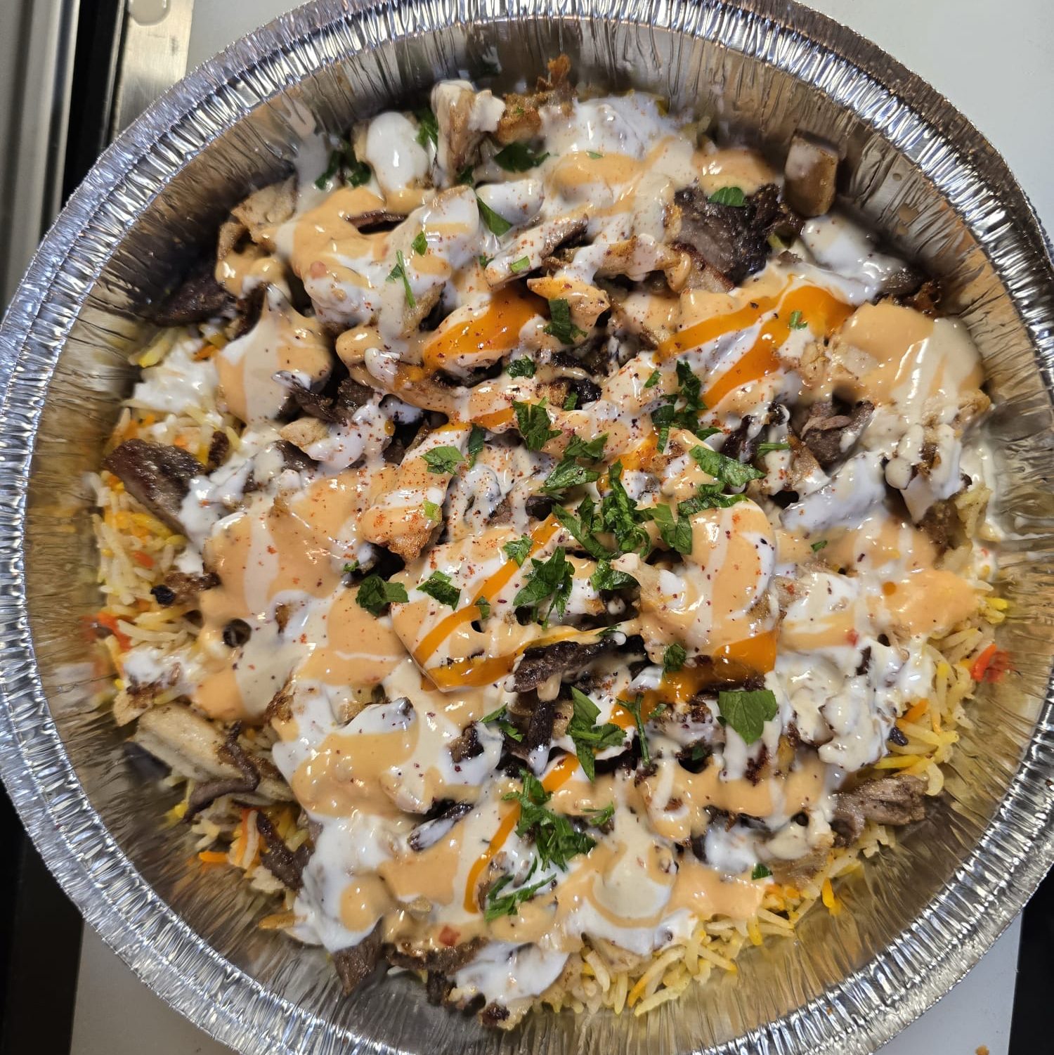 Chicken Shawarma Over Rice.