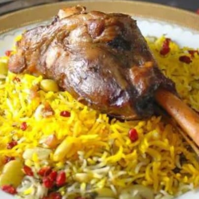 Lamb Shank Mandi Over Rice.