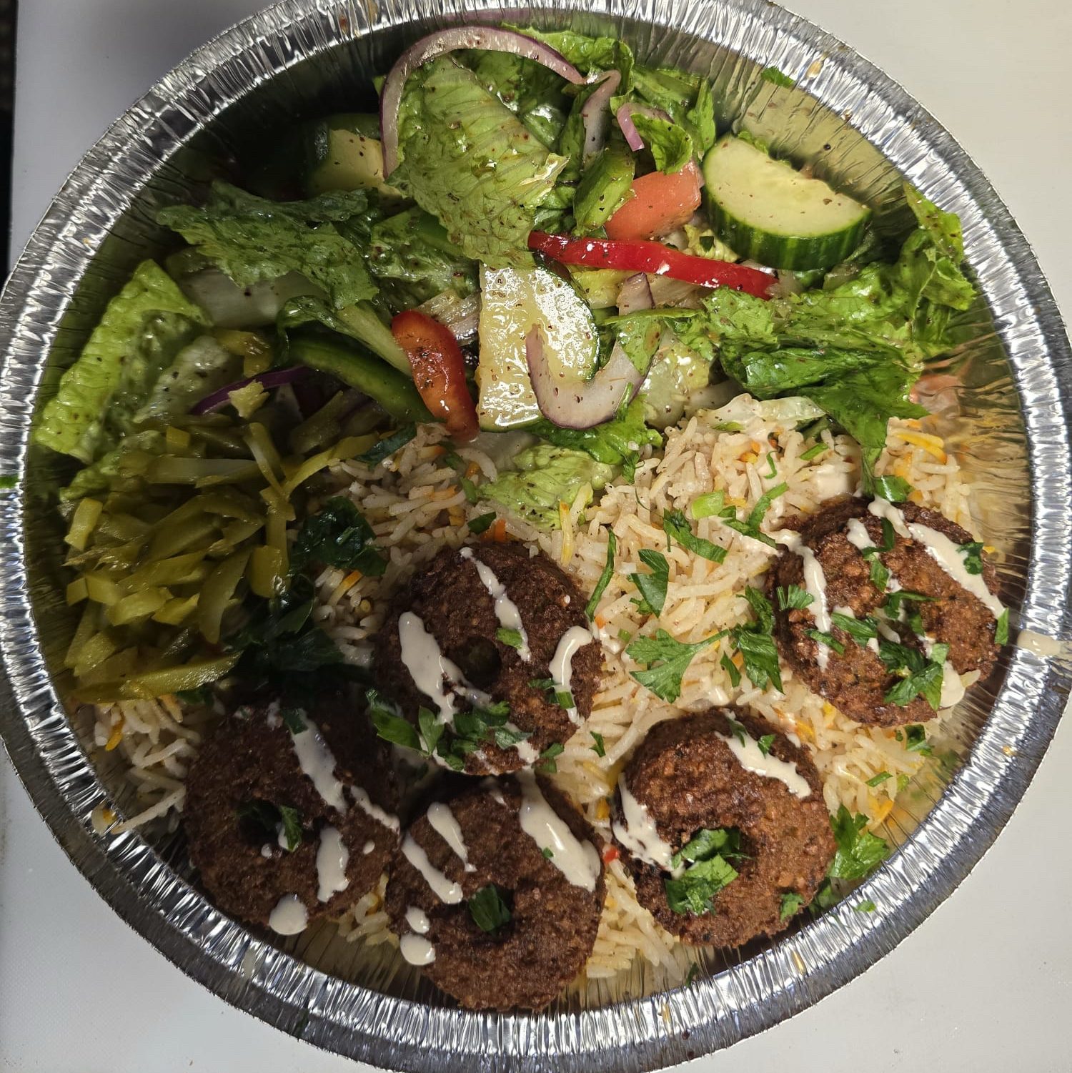 Falafel Vegan Over Rice.