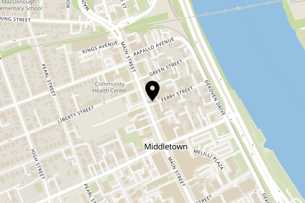 Map showing the location of Shawarma Zone on 560 Main St in Middletown